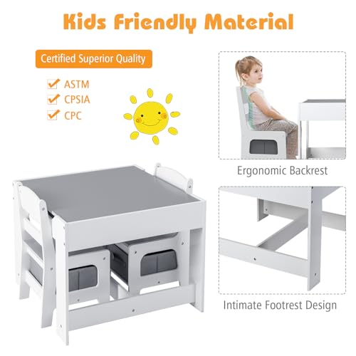 image for Costzon Kids Table and Chair Set, 3 in 1 Wooden Activity Table with St