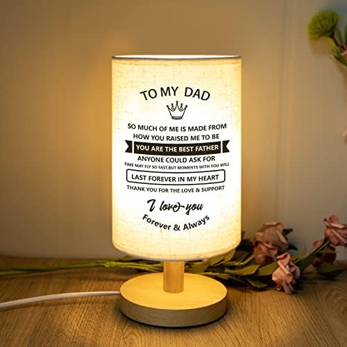 PRSTENLY Dad Birthday Gifts from Daughter Son, Personalised Table Lamps Gifts for Dad, Best Fabric Wooden Bedsides Light Fathers Day Christmas Daddy Presents for Bedroom Living Room