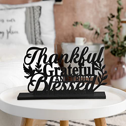 Image of Geetery Inspirational Table Centerpieces Wooden Religious Inspirational Home Decoration Motivational Blessed Table Decor for Home Kitchen Office Faith Christian Gifts Supplies Decor(Thankful)