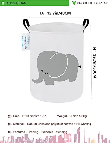 Image of Laundry Hamper Fabric Organizer Collapsible Basket Elephant | Waterproof Storage Bin Kids Toy Clothes Baskets for Gift Children Nursery Bedroom Bathroom