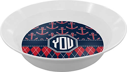 Personalized Anchors & Argyle Melamine Bowl - 12 oz