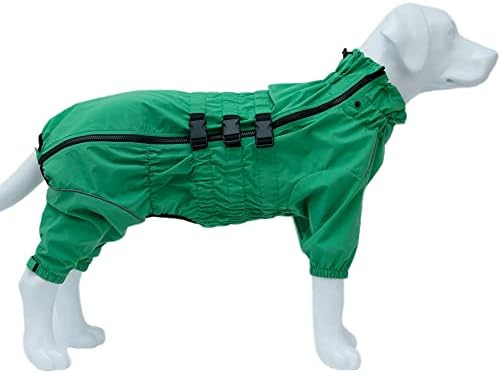 Dogs Waterproof Jacket, Lightweight Waterproof Jacket Reflective Safety Dog Raincoat Windproof Snow-Proof Dog Vest for Small Medium Large Dogs Green XXL