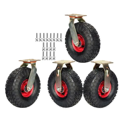 Roulettes pivotantes avec freins 8/10 pouces pneumatiques pour meubles et chariots