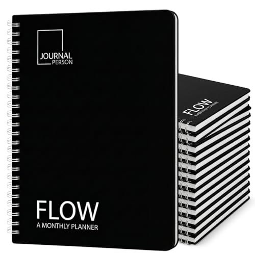 Image of Flow | Undated Monthly Planner | A5 | 96 Pages | Daily Planner Pages, To-do lists, Meeting Notes, Habit Tracker | Productivity Planner for Work & Life Flow-Pack of 12