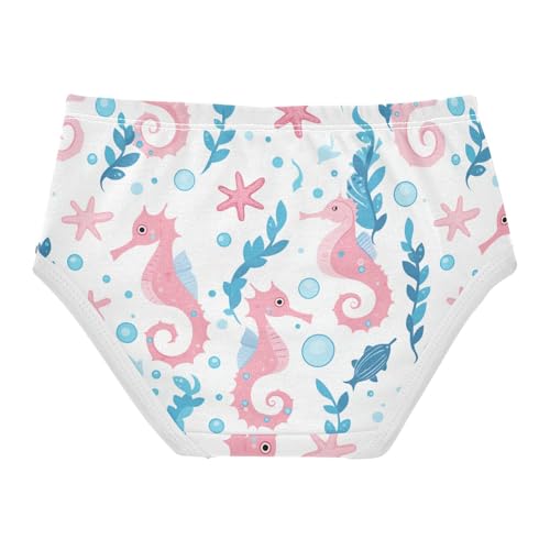 Wusikd Seahorses Fish Girls' Underwear Cotton Pink Blue Girls Briefs Soft Toddler Underwear 2T2