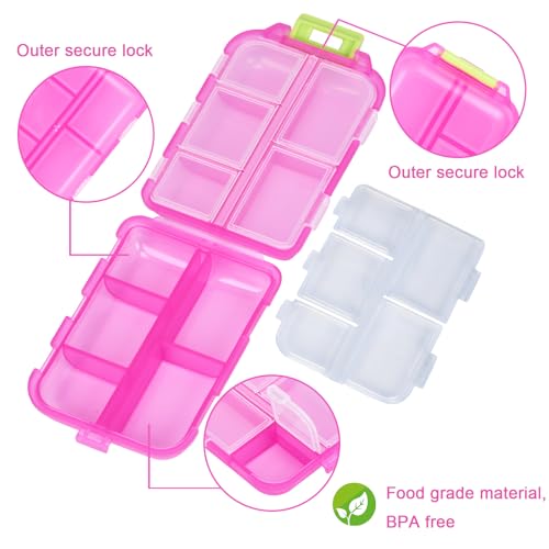 Image of Large Travel Pill Organizer, 10 Compartments Small Portable Pill Case with 189 Medicine Labels, Compact Medicine Storage Box for Purse, Pocket, Airplane, Travel, Nurse Daily Use 3 Pack