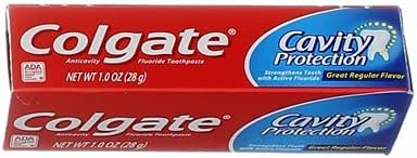 Colgate Cavity Protection Fluoride Toothpaste, Great Regular Flavor, Travel Size TSA Aproved, 1 Ounce (Pack of 8)