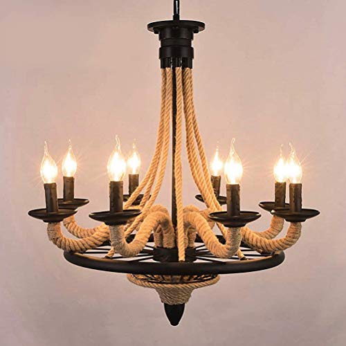 Lustre 8 têtes de chanvre et style rétro industriel pour éclairage de table - 2