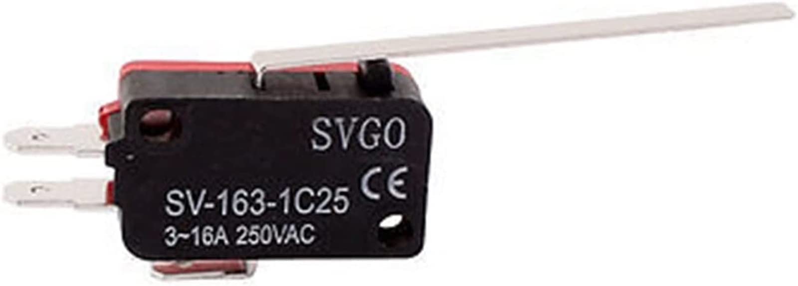 Microinterruptores 10 Uds Brazo de Palanca de bisagra Recto Largo momentáneo 1NO 1NC Micro Interruptor de límite Rojo SV-163-1C25