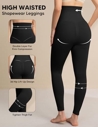 Image of Shapewear Leggings for Women Tummy Control High Waisted Capri Body Shaper Butt Lift Thigh Slimmer