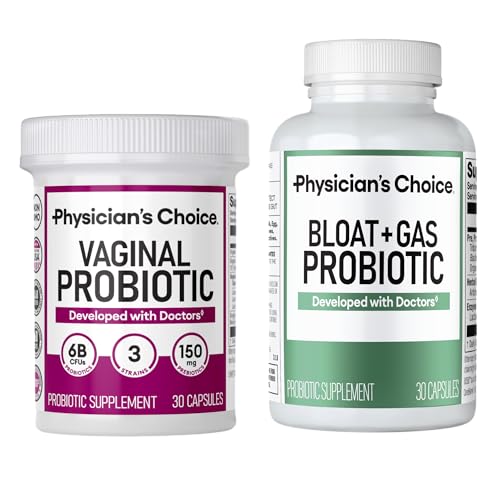 Image of Physician's CHOICE Vaginal Wellness Probiotic 30ct + Bloat & Gas Probiotic 30ct - Monthly Relief Combo for Women