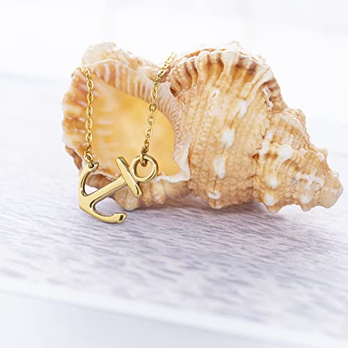 18k Silver Gold Rose Gold Plated Stainless Steel Women Sideways Anchor Pendant Necklace 18inches Choose Colors4