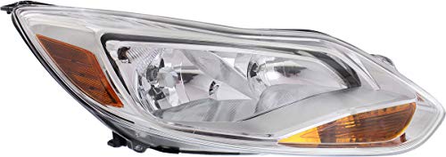 Evan Fischer Headlight Assembly Compatible with 2012-2014 Ford Focus Halogen S/SE/SEL Models Hatchback/Sedan CAPA Passenger Side