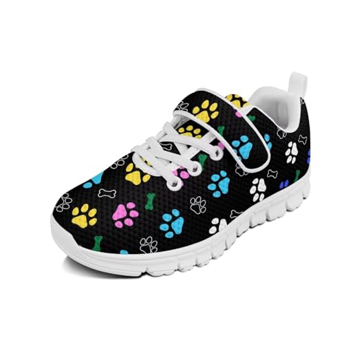 Kid Boys Girls Running Shoe Breathable Anti-Skid Walking Sneakers Fashion Cute Lightweight Elastic Travel Shoes for Christmas Party US 11-15 White Sole