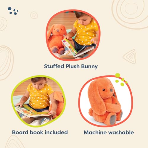Image of B. toys Stuffed Bunny and Board Book Playset, Coral Cutie, 12 Inch, Plush