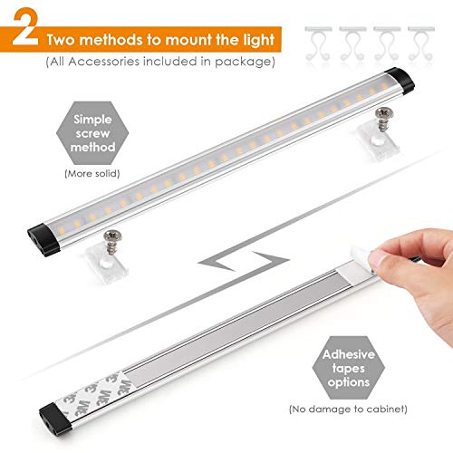 Albrillo Under Cabinet Lighting Kit, Dimmable Under Counter LED Light Strips for Kitchen Closet Shelf Cupboard, Warm White 3000K, Plug-in, 6 Pack - Thumbnail 3
