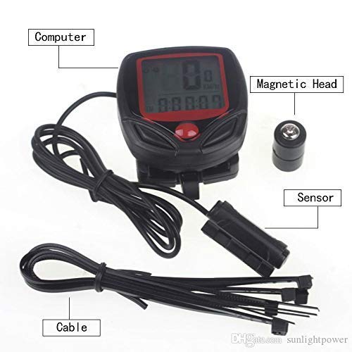 Smitex Elasticated Nylon and Rubber Material Bicycle Computer Leisure 14-Functions Waterproof Cycling Odometer Speedometer Bike Computers with LCD Display, Red 3