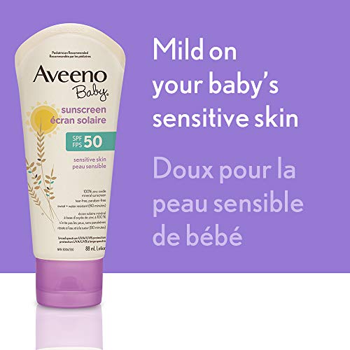 Aveeno Baby Mineral Sunscreen Lotion SPF 50-100 Naturally Sourced Zinc Oxide for Sensitive Skin - Water Resistant - 88 mL(packaging may vary) - Image 6