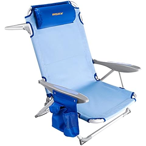 #WEJOY Folding Beach Chair Lightweight Aluminum with Adjustable High Back Pillow Pocket Portable Strap Outdoor Garden Reclining Beach Chair Cover