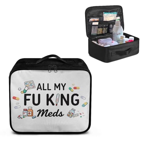 Image of Gomyblomy Customized First Aid Kit All My Fucking Meds Print Personalized Emergency Kits Add Your Image or Color Portable Medium Medical Supplies Storage Bags for Cars Home Travel