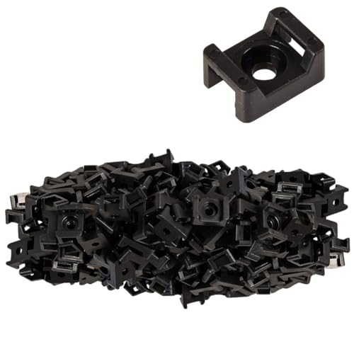 GTSE Paquete de 100 bases de sujeción para cables de montaje en tornillo negro – Bridas de hasta 5 mm de ancho – 4 mm (M4) agujero de tornillo