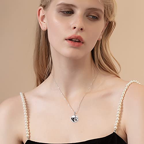 Panda Locket Necklace for Women, Sterling Silver That Hold 2 Pictures Pendant Necklace Round Shape Memory Photo Lockets Choker Cute Animal Family Jewelry Gifts for Mother Girls Friend - Image 4