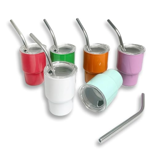 Maooye Cute Shot Glasses Set with Straw 2oz, Mini Shot Tumblers with Lid and Straw, Kawaii Insulated Tumblers for Espresso Coffee Spirits Cute Stuff Funny Gifts