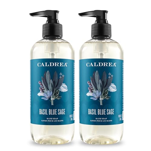 Image of Caldrea Hand Wash Soap, Aloe Vera Gel, Olive Oil and Essential Oils to Cleanse and Condition, Basil Blue Sage, 10.8 oz, 2 Pack