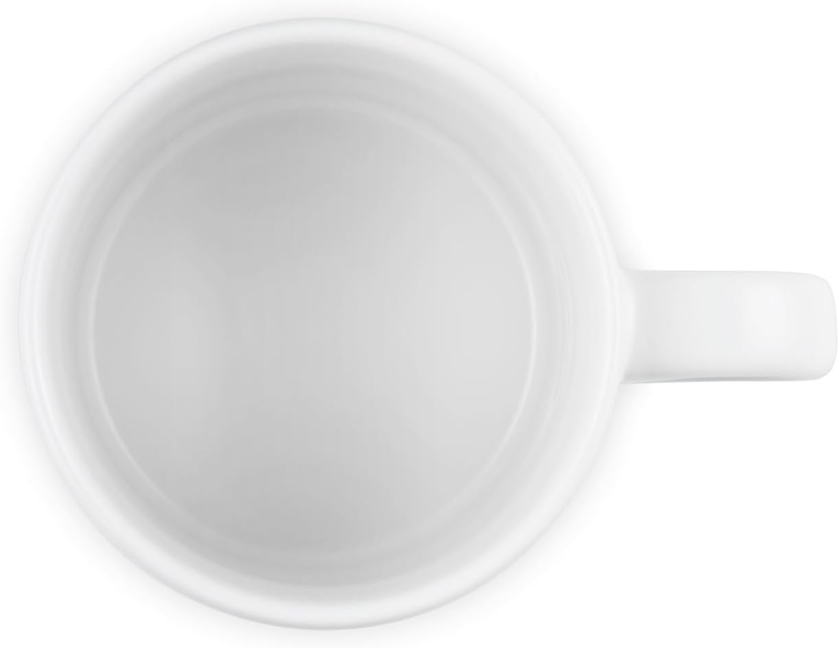 Le Creuset Stoneware Holly Collection London Mug, 12 oz., White with Gold Relief Gold