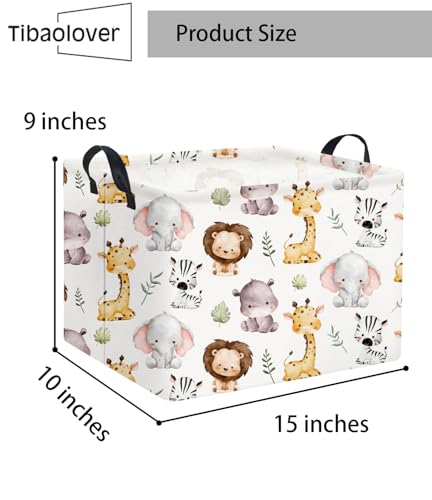 Image of Rectangular Baby Storage Basket Boys for Home Kitchen Girls Cute Storage Bin Organizer Shelf Book Room Decor(Lovely Animal)