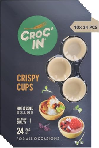CROC'IN - Cuencos para rellenar de pasta fucsia - Base para tartas para dulces o aperitivos salados - Hecho a mano y vegano - Ideal para catering y restaurantes - 240 unidades