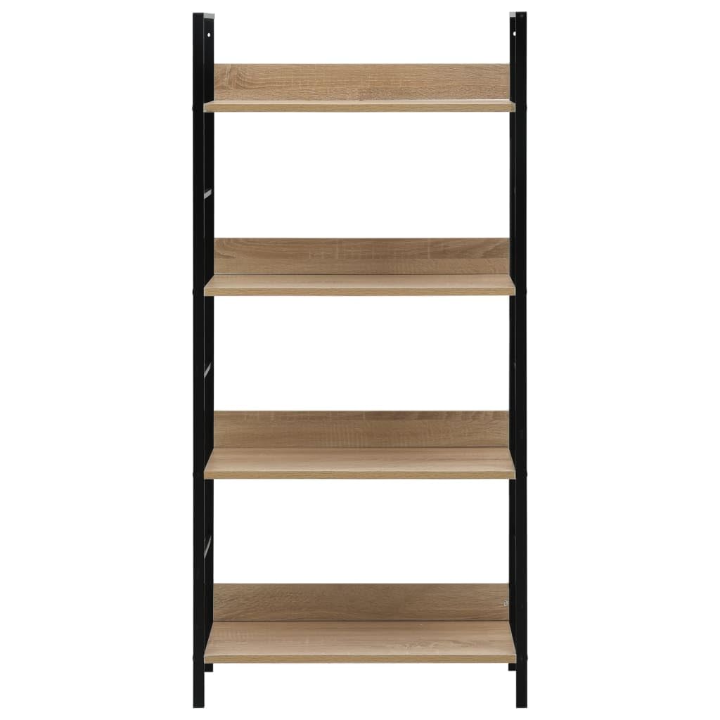 Scaffale da soggiorno per libri e decorazioni, 4 ripiani in rovere 60 x 27,6 x 124,5 cm, materiale in legno per libri, soggiorno, studio, ufficio