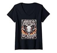 This Aries zodiac design features a ram skull engulfed in flames,set against a barbed wire frame.Features ARIES SEASON in a heavy metal font,perfect streetwear for those born under the fire sign in March and April.Ideal for astrology fans. Inspired b...