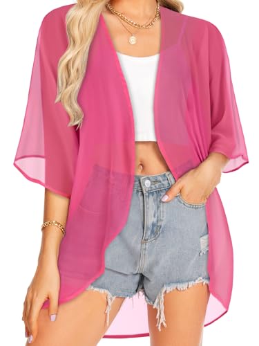 Image of Women Kimono Cardigans Casual Summer Tops Cover up Open Front Floral Print Resort Wear 2026