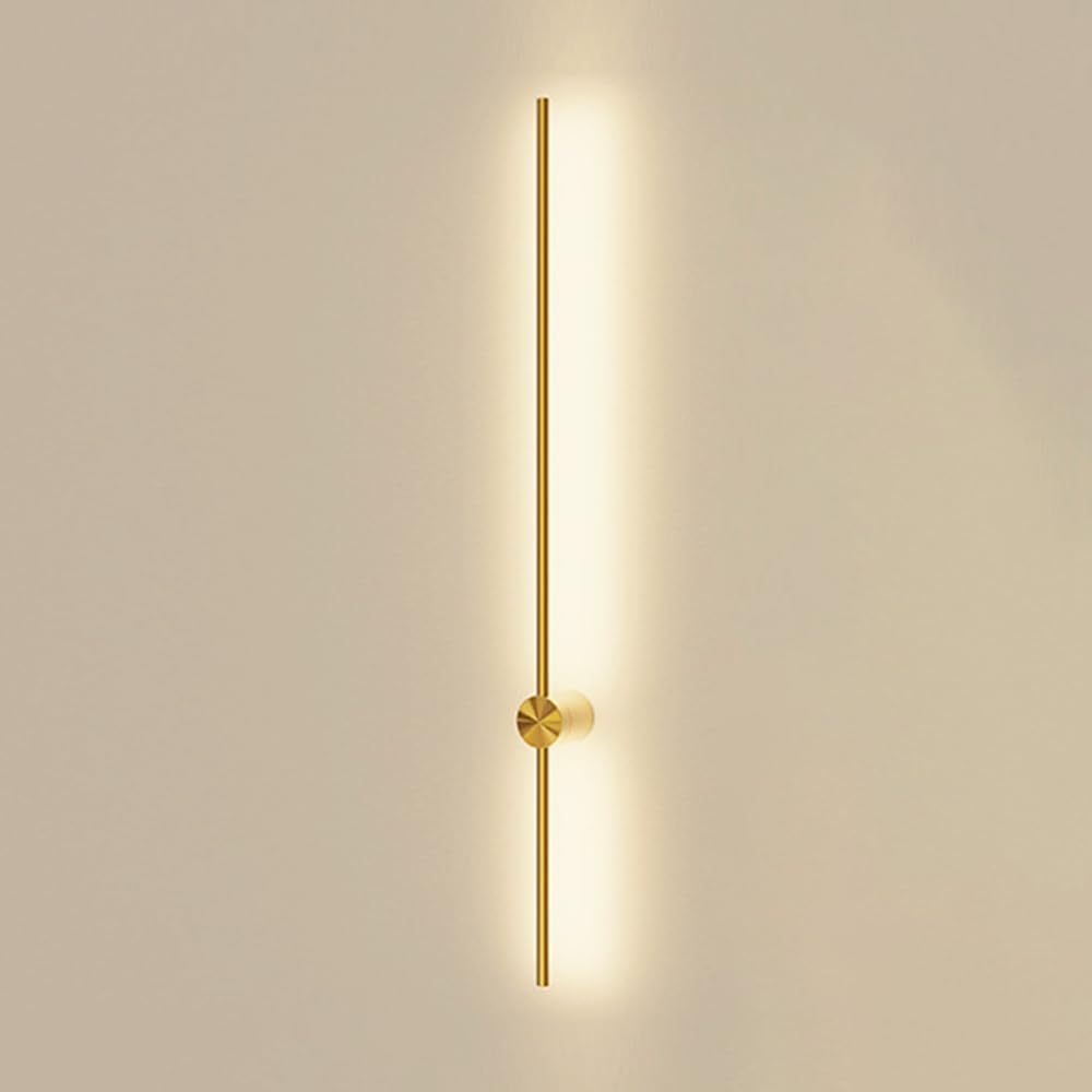 HPTHLY Indoor Wall Lights Fixtures Led Wall Lamps Adjustable Brass Strip Wall Sconces With Acrylic Shade For Bedroom Living Room Hallway (Threecolor Light-100Cm)