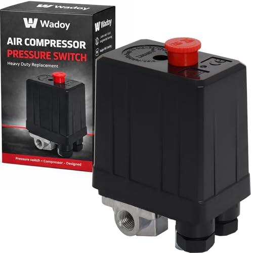 Wadoy Central Pneumatic Air Compressor Pressure Switch Control Valve Upgraded Replacement for Parts 90-120 PSI 240V 4-Way Air Compressor Pressure Switch