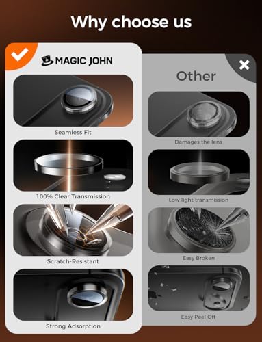 Image of MAGIC JOHN for iPhone Air Camera Lens Protector [Alignment Kit&1:1 Invisible Fit] 9H Aerospace Tempered Glass, Ultra HD, Metal Individual Ring，Case Friendly, Set of 2,Clear