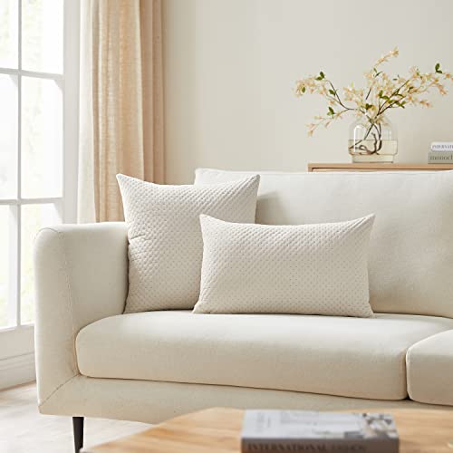 Nestinco Set Of 2 White Pillow Covers 18 X 18 Inches Velvet Textured Throw Pillow Covers For Sofa Couch Bed Décor #TOP1
