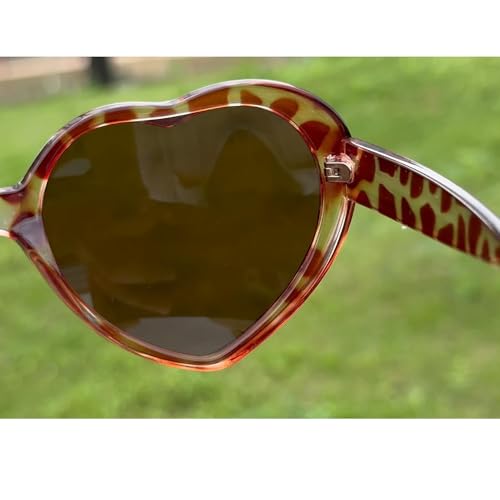 Armear ANIMAL PRINT SUNGLASSES WU001AN0ONE Women Fashion Oversized Heart Sunglasses Vintage Lady Girl Cute Love Shaped Large Plastic Eyeglasses Print Animal Leopard thumb #3