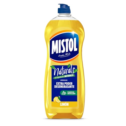 MISTOL   Naturals Limón | Lavavajillas a Mano con Extra Poder Desengrasante | Fórmula Natural y Eficaz para un Brillo Impecable | 650 ml