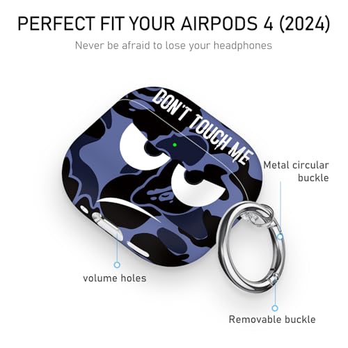 Image of for Apple Airpods 4th Generation Case Covers(2024),Don't Touch Me for Airpods 4 Cover with Keychain /Lanyard Soft Cute Shockproof Cover for Women Men Compatible AirPod 4 Case,Blue