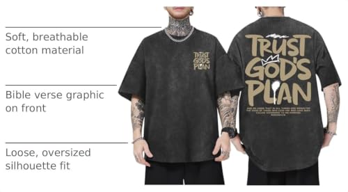 Image of BINTEHGS God Christian T Shirts for Men Jesus Faith Shirt Acid Wash Oversized Tees Bible Verse Graphic Vintage Tshirt