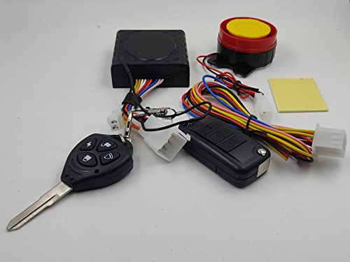 Qiisx Tubeless Motorcycle/Bike Alarm Security System Button Remote Key Anti-Theft Alarm with Dual Remote Control for Royal Enfield Continental GT