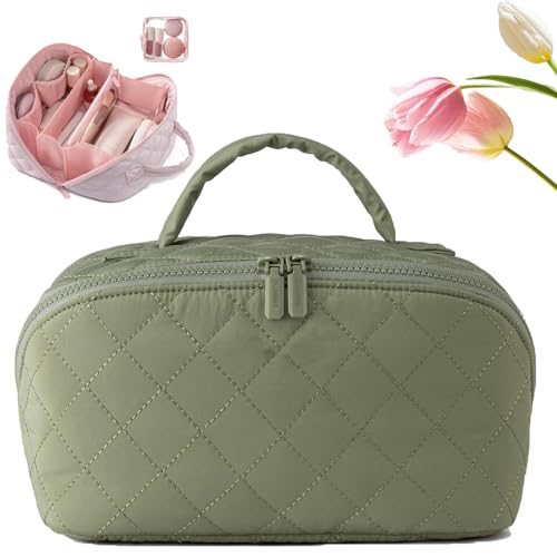 Travel Makeup Bag for Woman, 180° Lay-Flat Design, Large Capacity