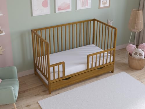 Lit Bébé en Bois Chêne Doré Asher Love For Sleep avec Matelas Matelassé - 6