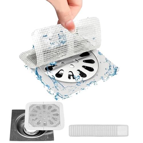 25 Packs - Disposable Shower Drain Hair Catcher 3.94 Inches Square Drain Hair Catcher Stickers for Bath & Kitchen - Hair Catcher Shower Drains Cover for Human & Pet Hair - Mesh for Bathtub & Laundry