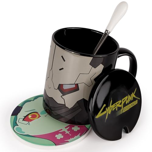 Conjunto de canecas de 325 ml para Cyberpunk Edgerunners - Caneca de café de cerâmica anime de 4 peç
