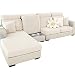 Ajustable Funda Sofa 3 2 1 Plazas Chaise Long, Funda para Sofa Cubre Elástica Resistente al Desgaste, Universal Protector de Asiento Fundas de Cojín (Tejido Blanco, Funda para Chaise)