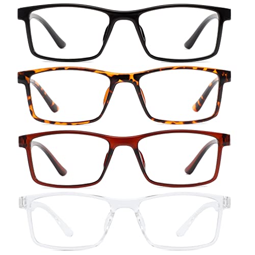Image of Przene 4 Pack Rectangle Blue Light Blocking Glasses,Anti Glare Eye Strain UV400 Square Eyeglasses for Men Women (MIX COLOR-1)