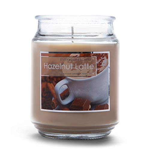 Everyday Escapes Hazelnut Latte Scented Jar Candle, Tan, 18 Oz - Up To 120 Hours Burn #TOP3